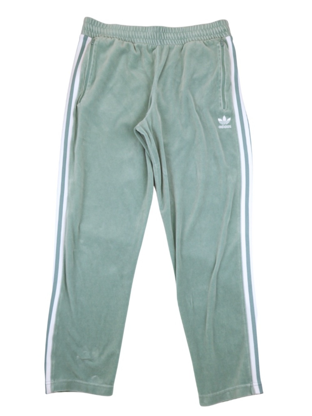 Adidas Green Velour 3 Stripe Joggers Size Large